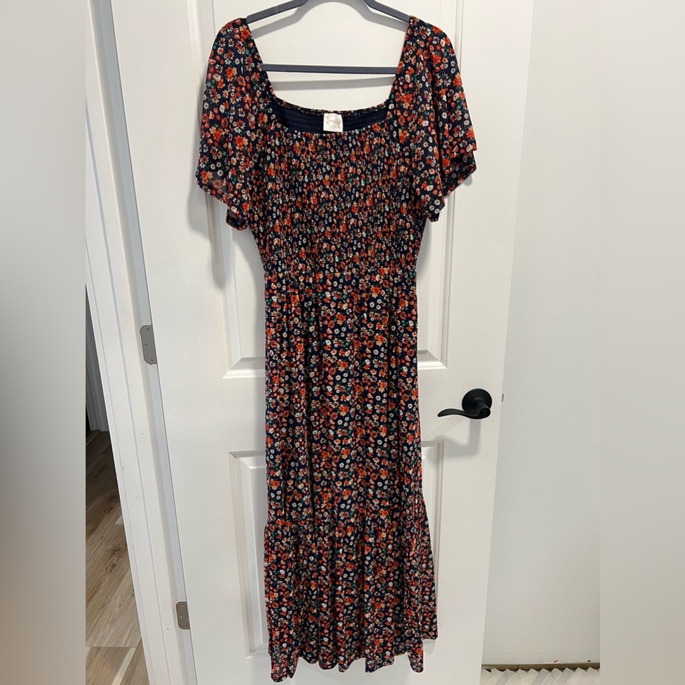 Siren Lily Smocked Top Floral Print Dress Size L